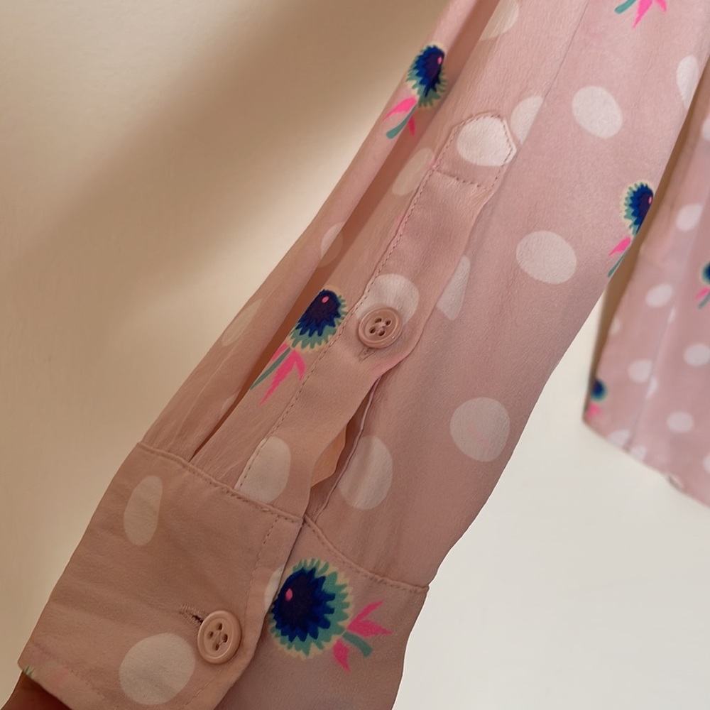 Equipment Polka Dot and Floral Stamp Silk Blouse - Picture 4 of 7